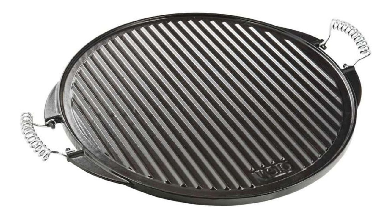 dans Plancha VAELLO Fonte Emaillee Diametre  43 cm Reversible 1 Face Striee ainsi que 1 Face Lisse Categorie Barbecue Plancha ainsi que Paella Reference 5191 Poids 35 kg