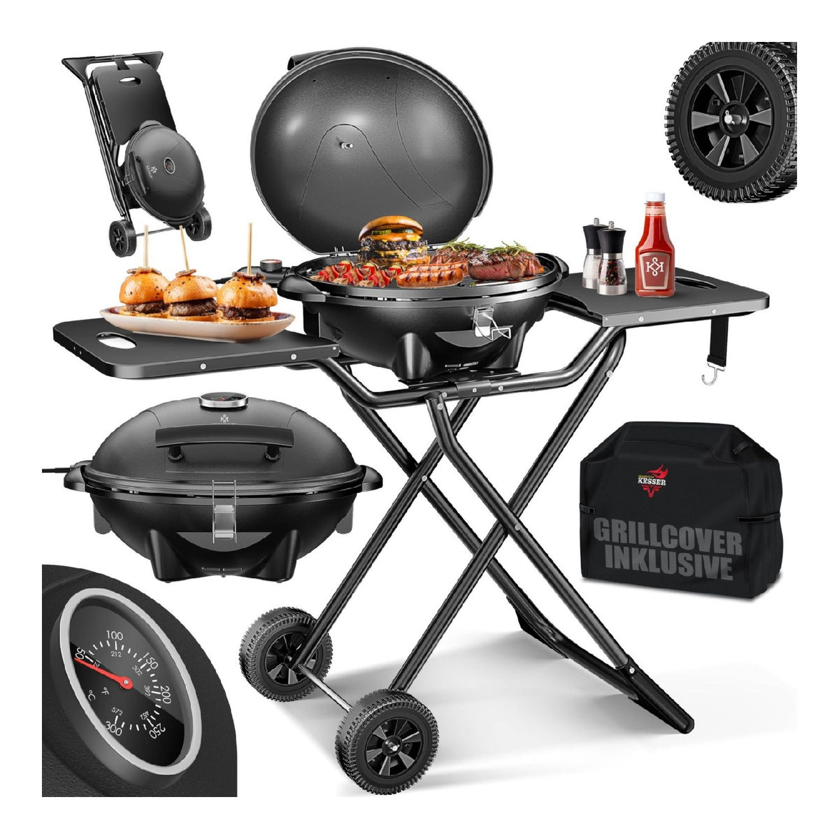 Couvercle pied grills electriques d'exterieur puissant