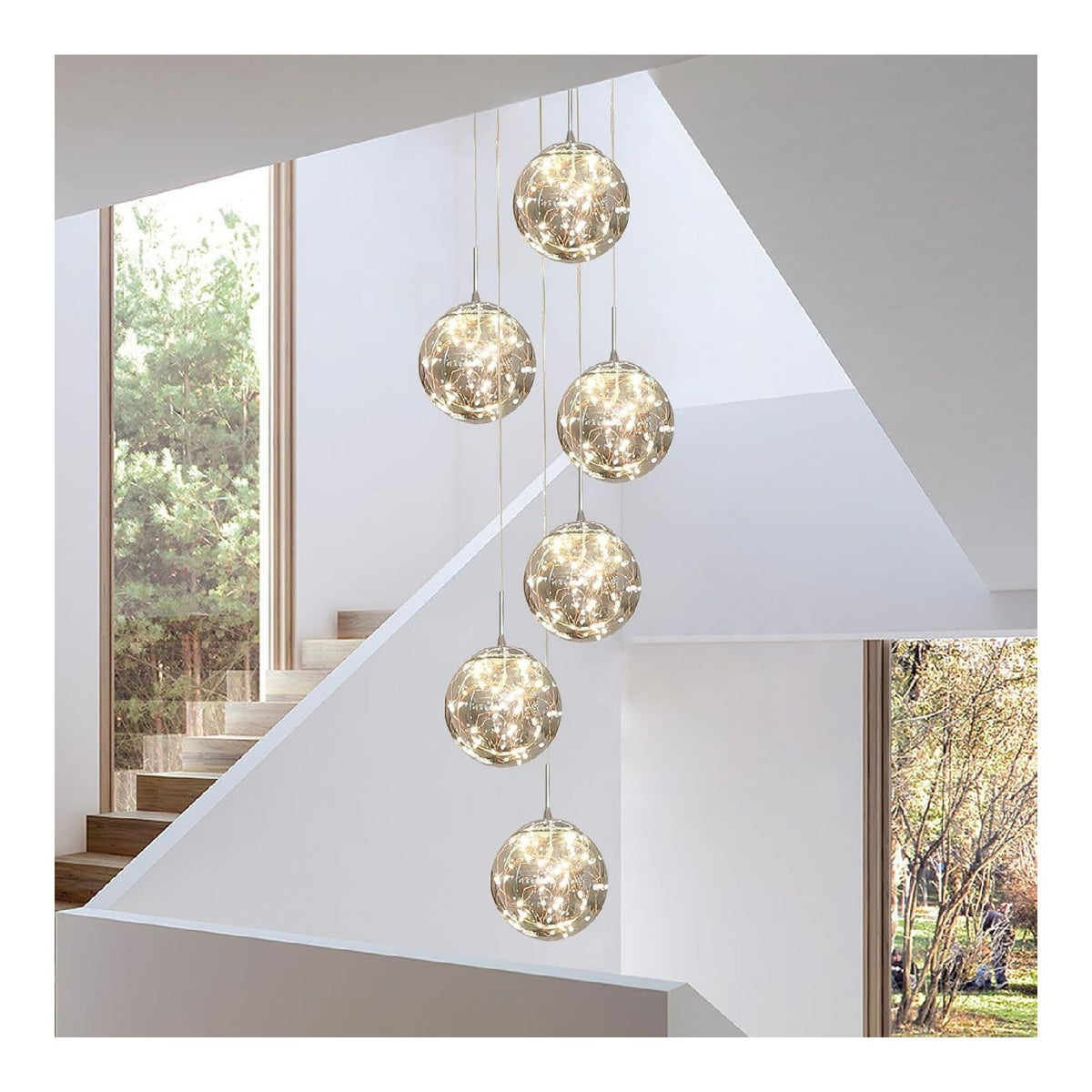 Suspension Gris et Ambre au style moderne avec conception fonctionnelle 5W