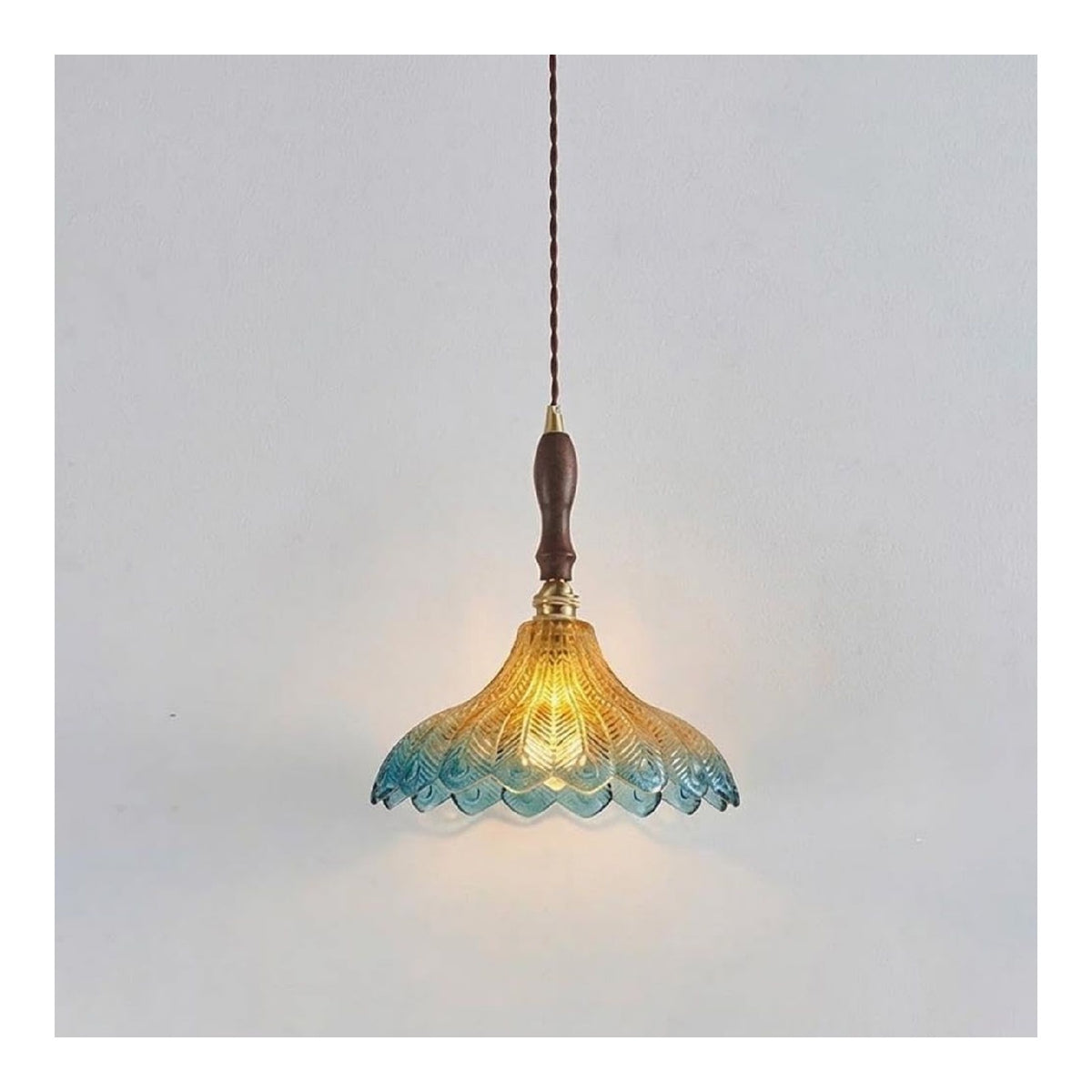 Luminaire Ambre et Bleu a silhouette graphique de type suspension 40 W E27