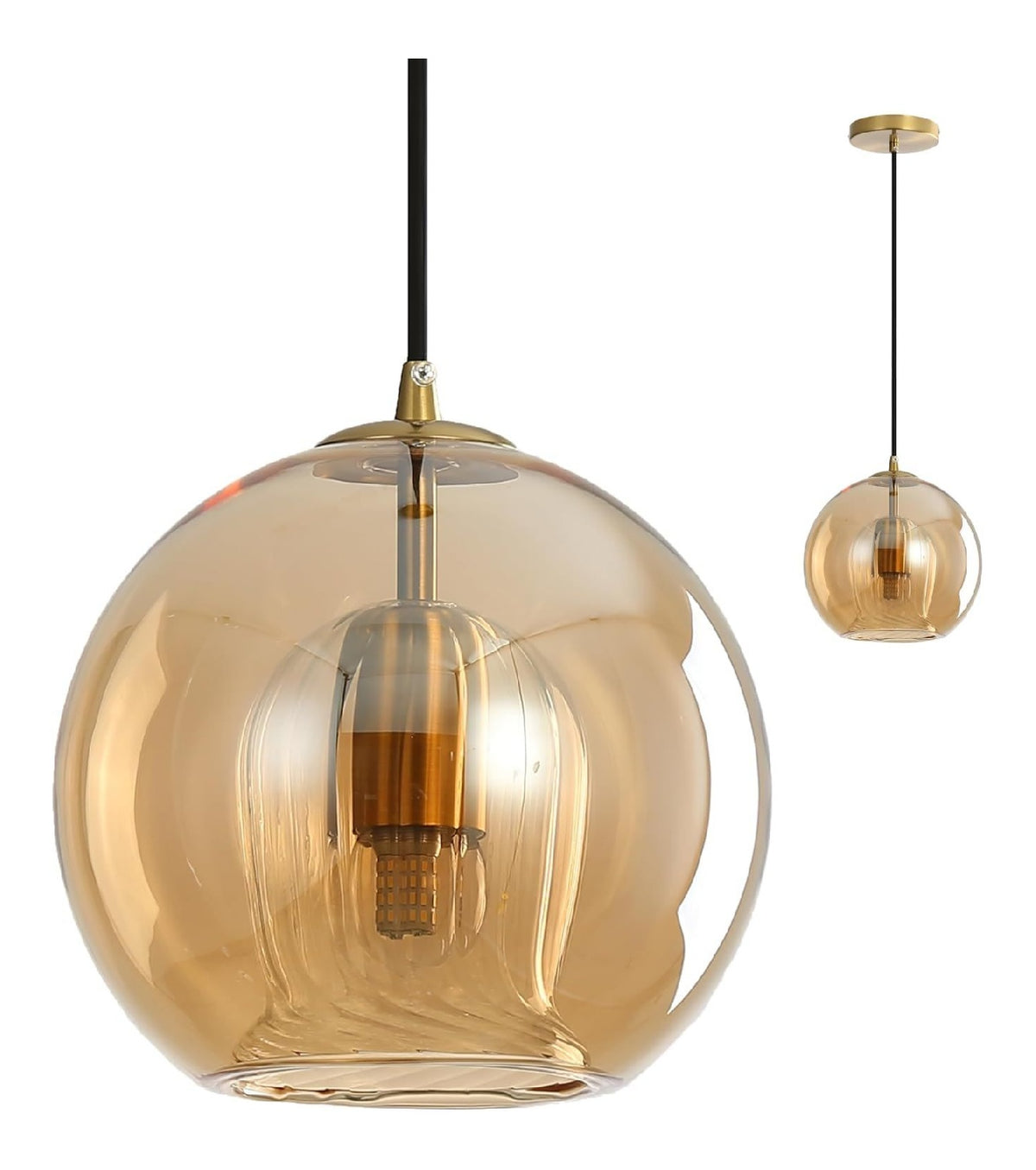 Suspension decoratif Dore et Ambre avec diffusion lumineuse harmonieuse E27