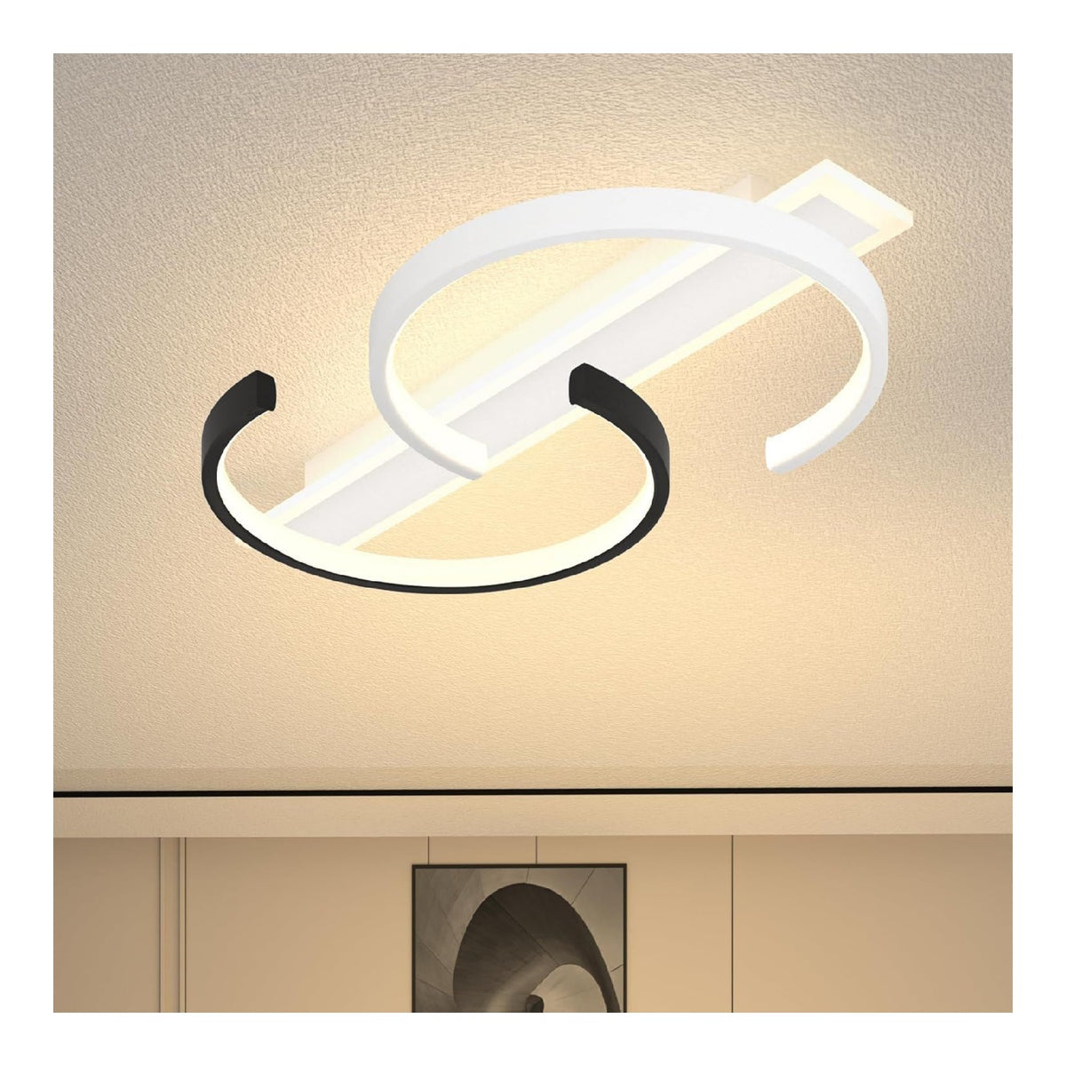 Solution lumineuse Noir et Blanc au dessin sobre en format plafonnier 55W 3000K