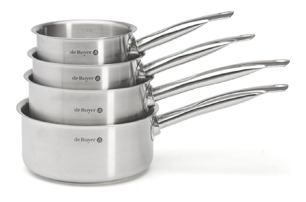 Buyer De Lot de 4 casseroles PRIM'APPETY 14/16/18/20 cm Inox 18/10 du Qualite Professionnelle Fond Magnetique Epais destine a Cuisson Maitrisee Tous Feux Four Finition Poli Brosse