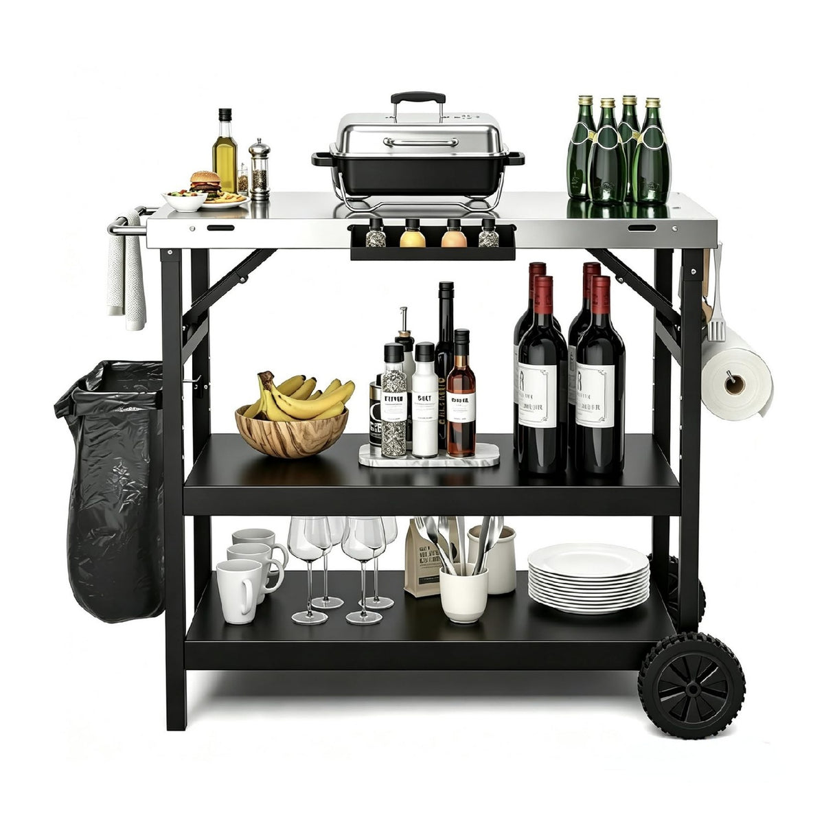 Chariots pour barbecue gymax desserte haute performance