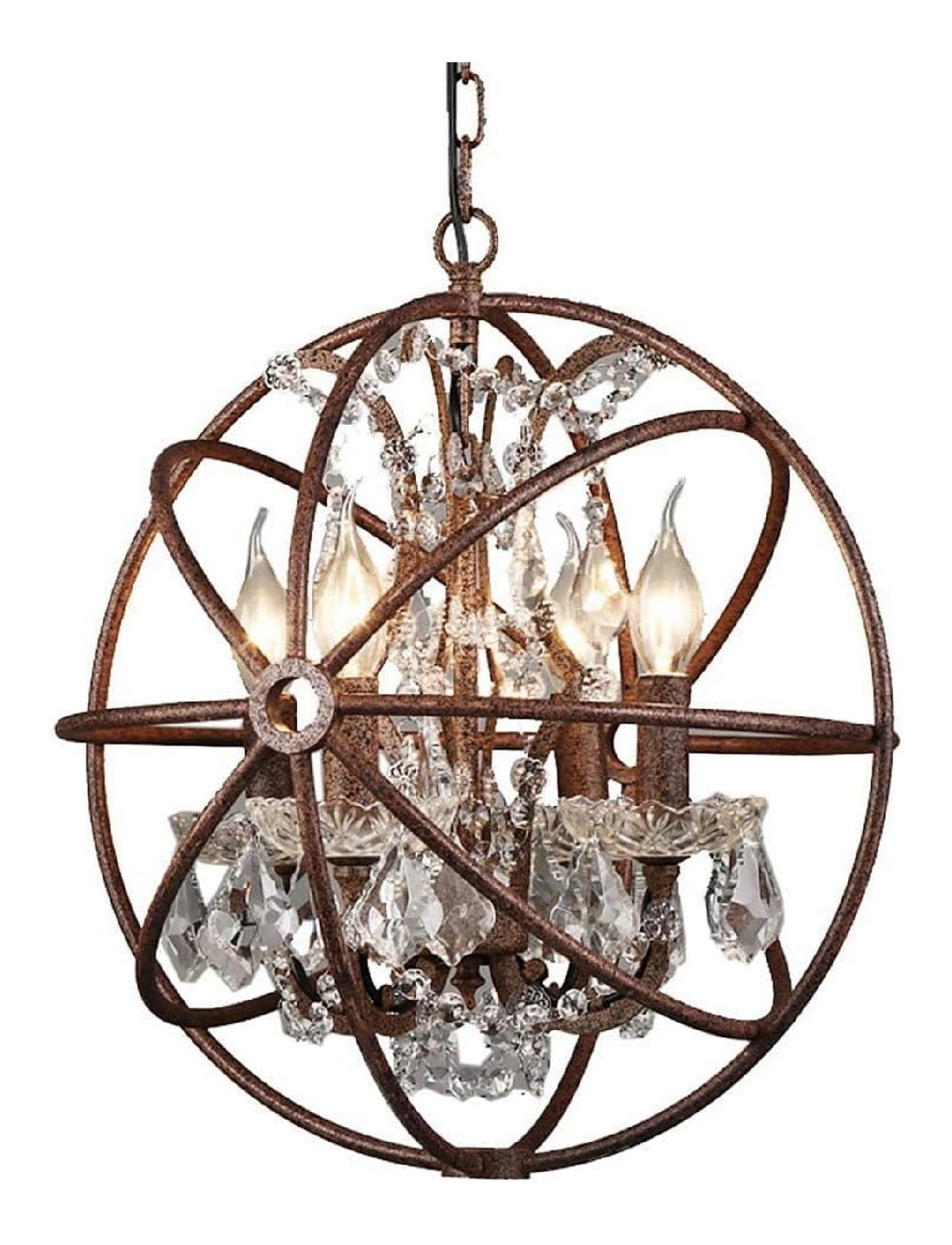 Lustre Ambre et Transparent aux lignes epurees avec eclairage confortable E14