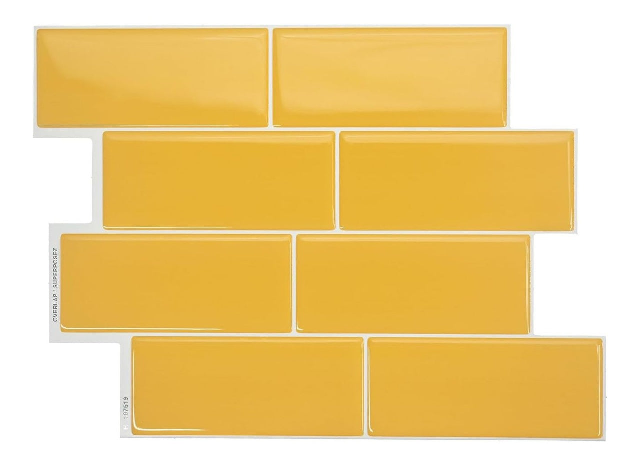 Smart Tiles Credunce adhesive Metro Jaune 2934x2128 cm Lot de 5 026 m^2 Lustree Resiste chaleur/humidite COV A Cuisine/Salle de bain Ideal locataires Fabrique au Canada