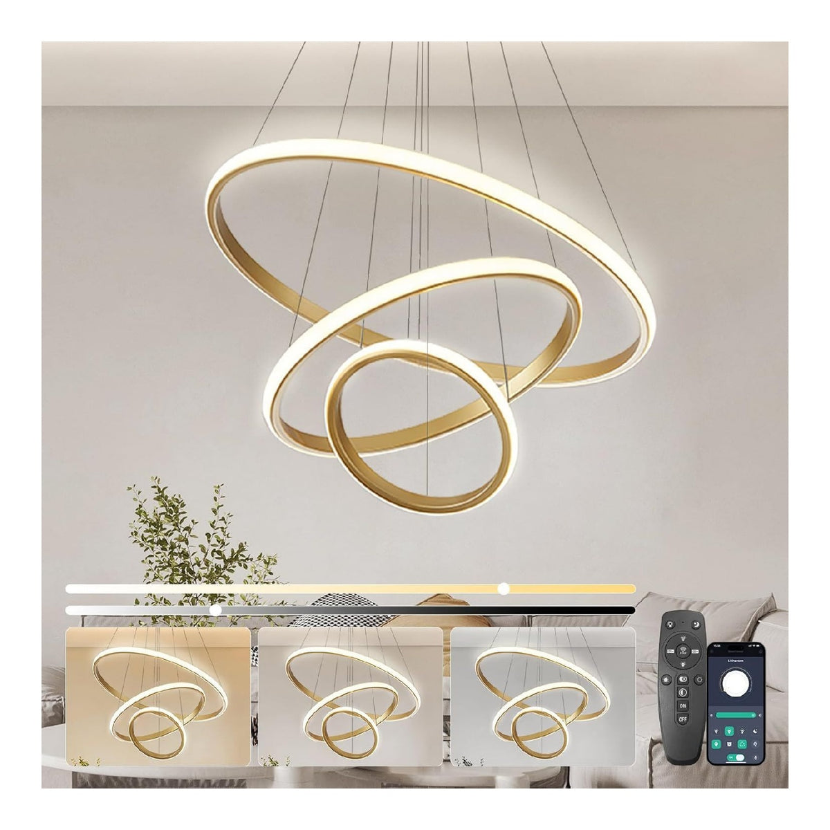 Luminaire Blanc et Ambre a silhouette graphique de type suspension 45W 2700K