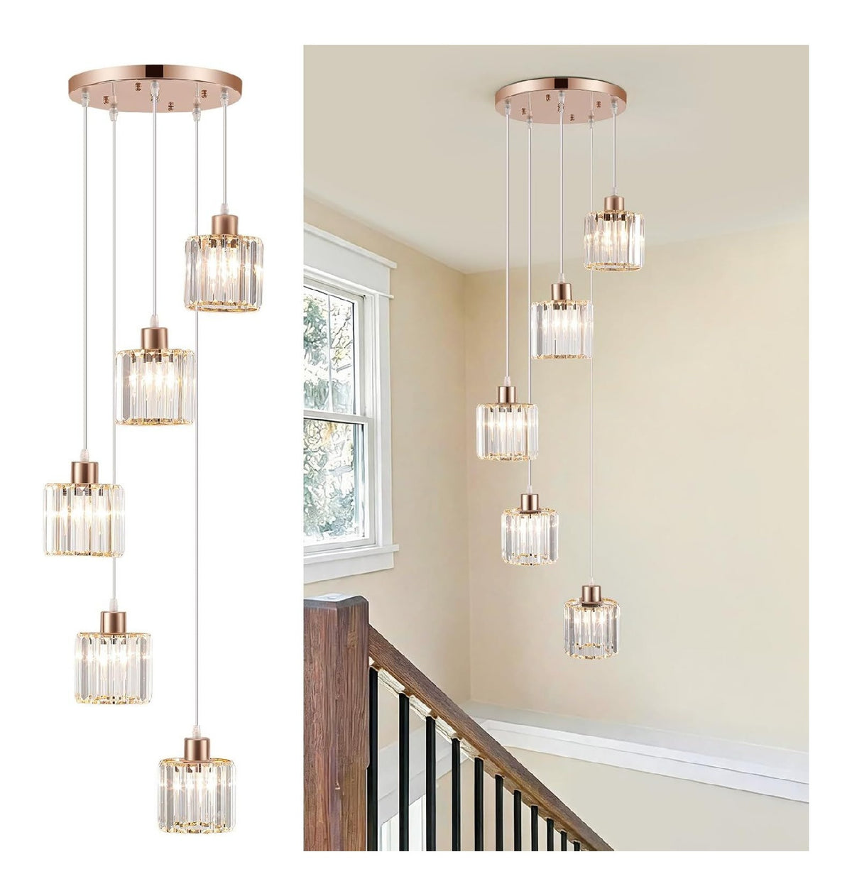 Lustre Transparent aux lignes epurees avec eclairage confortable 60W