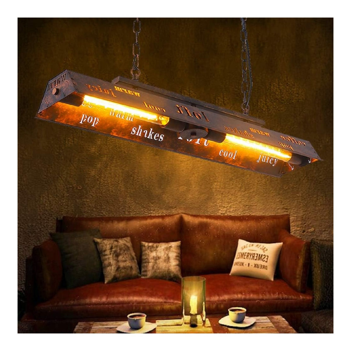 Luminaire Ambre a silhouette graphique de type suspension E27