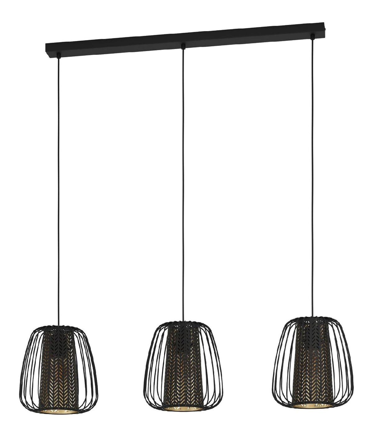 Luminaire Noir et Dore a silhouette graphique de type suspension 40 W E27