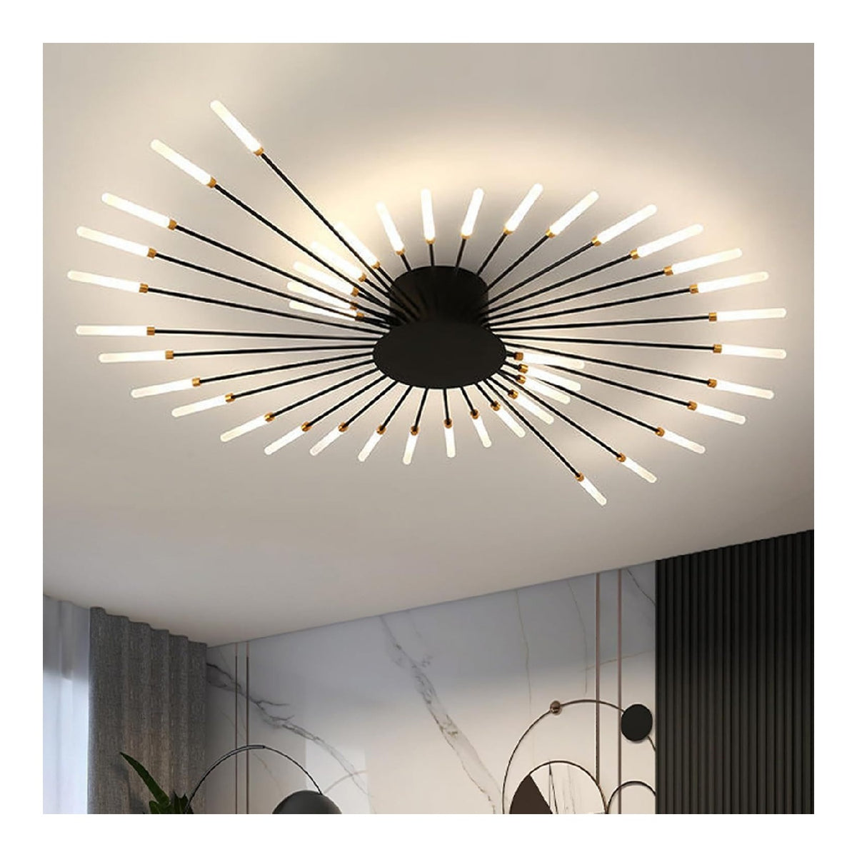 Plafonnier decoratif Noir et Ambre avec diffusion lumineuse harmonieuse PM-1666