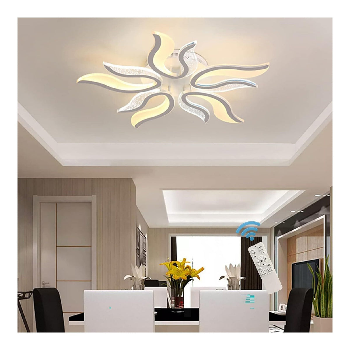 Luminaire Ambre et Vert a silhouette graphique de type lustre 50W 3000K