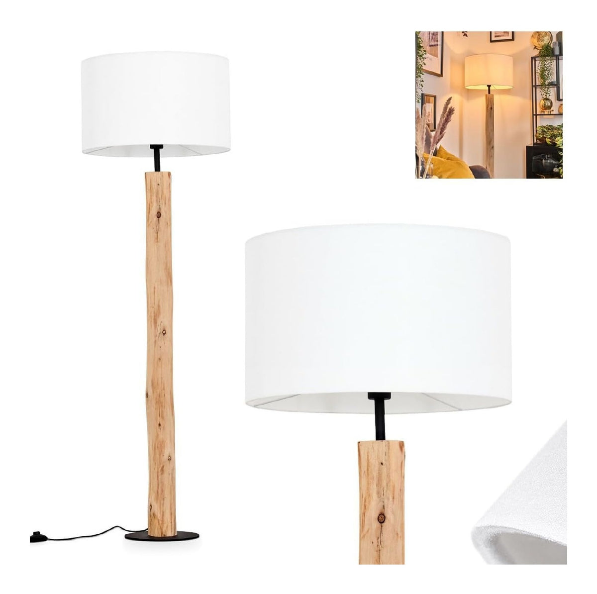 Solution lumineuse Noir et Blanc au dessin sobre en format lampadaire 15 W IP20 E27