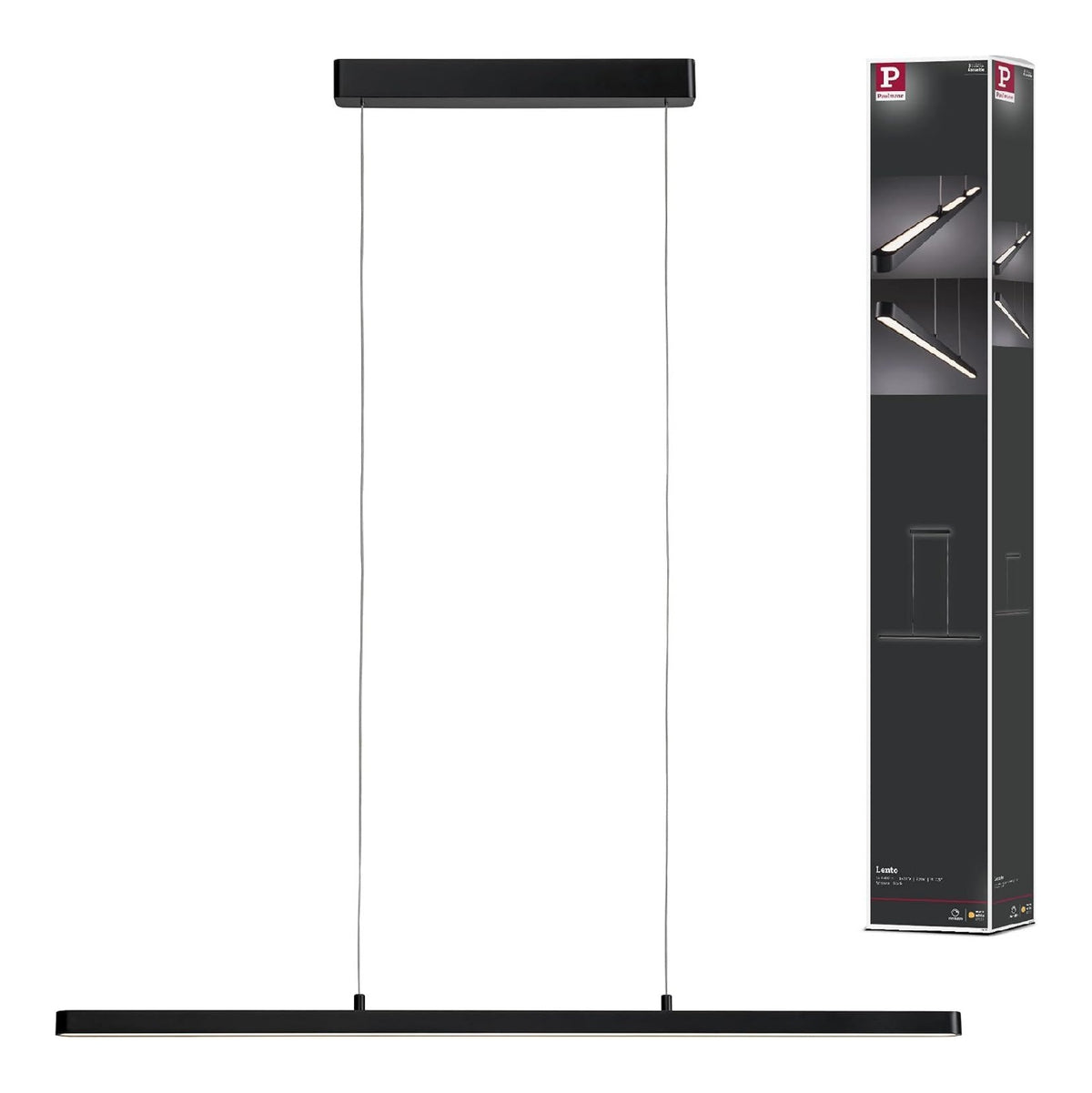 Solution lumineuse Noir au dessin sobre en format suspension