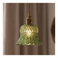 Suspension Ambre et Vert aux lignes epurees avec eclairage confortable 40 W E27