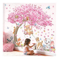 decalmile Muraux Stickers Animaux Bois ArbreAutocollant Mural Cerisier