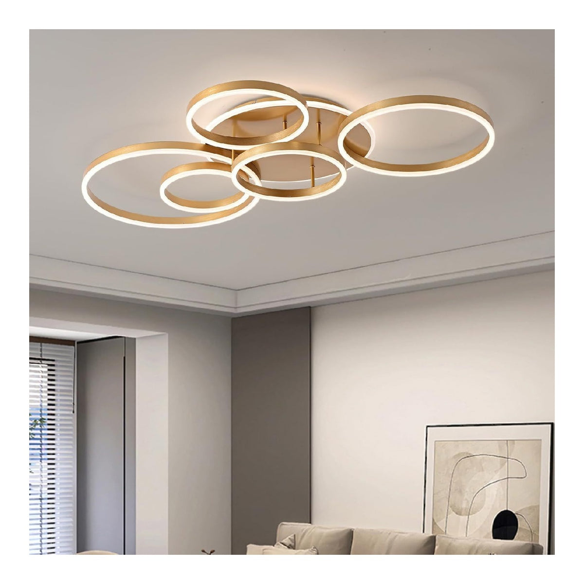 Luminaire Blanc et Dore a silhouette graphique de type lustre 108 W 6000 K