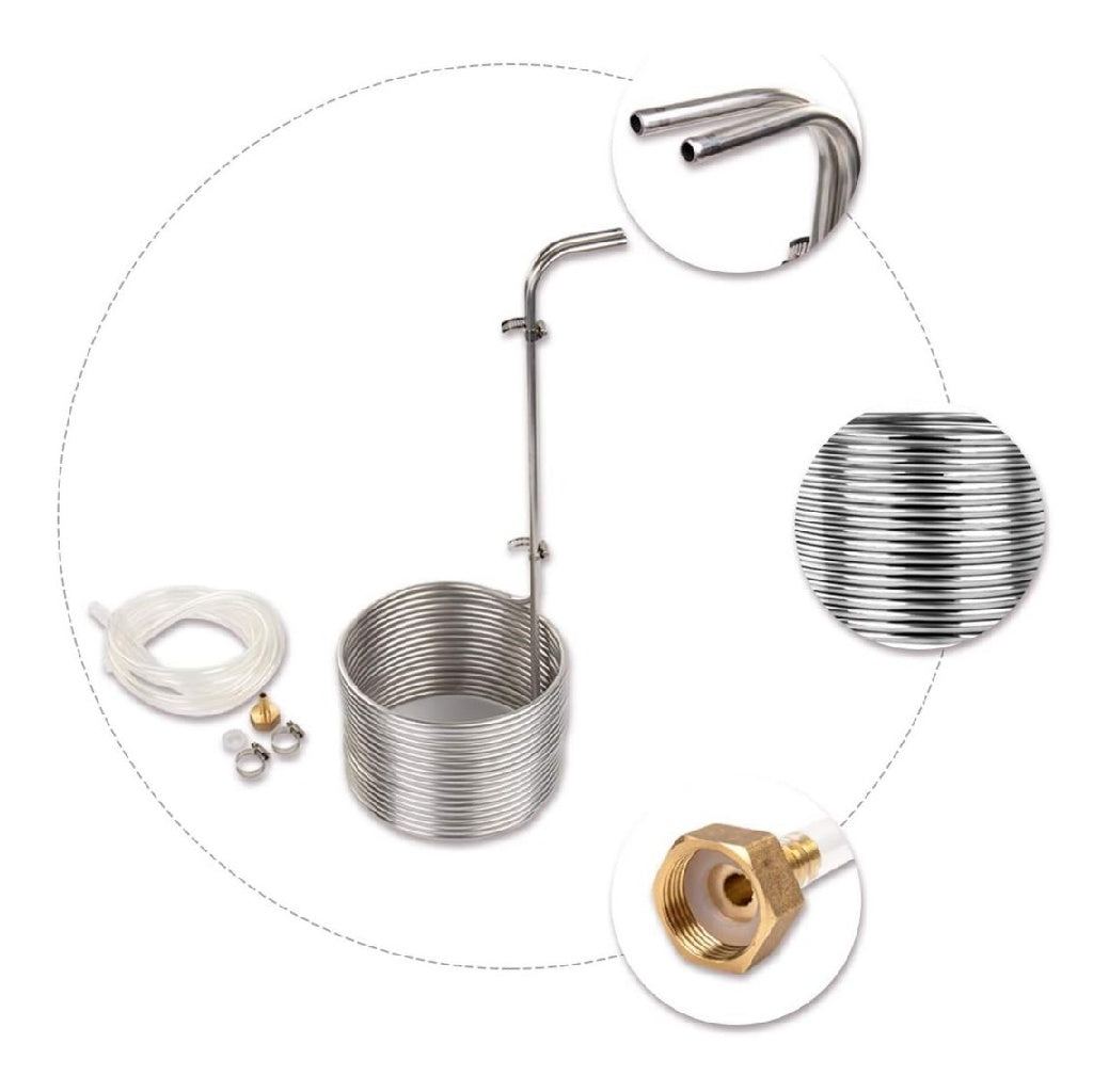 BACOENG Refroidisseur de Mout dans Inox 5/16 x 15m Refroidisseur a Immersion possedant 2 x 150 cm Tuyau Spiral de Refroidissement Rapide destine a le Brassage du Biere