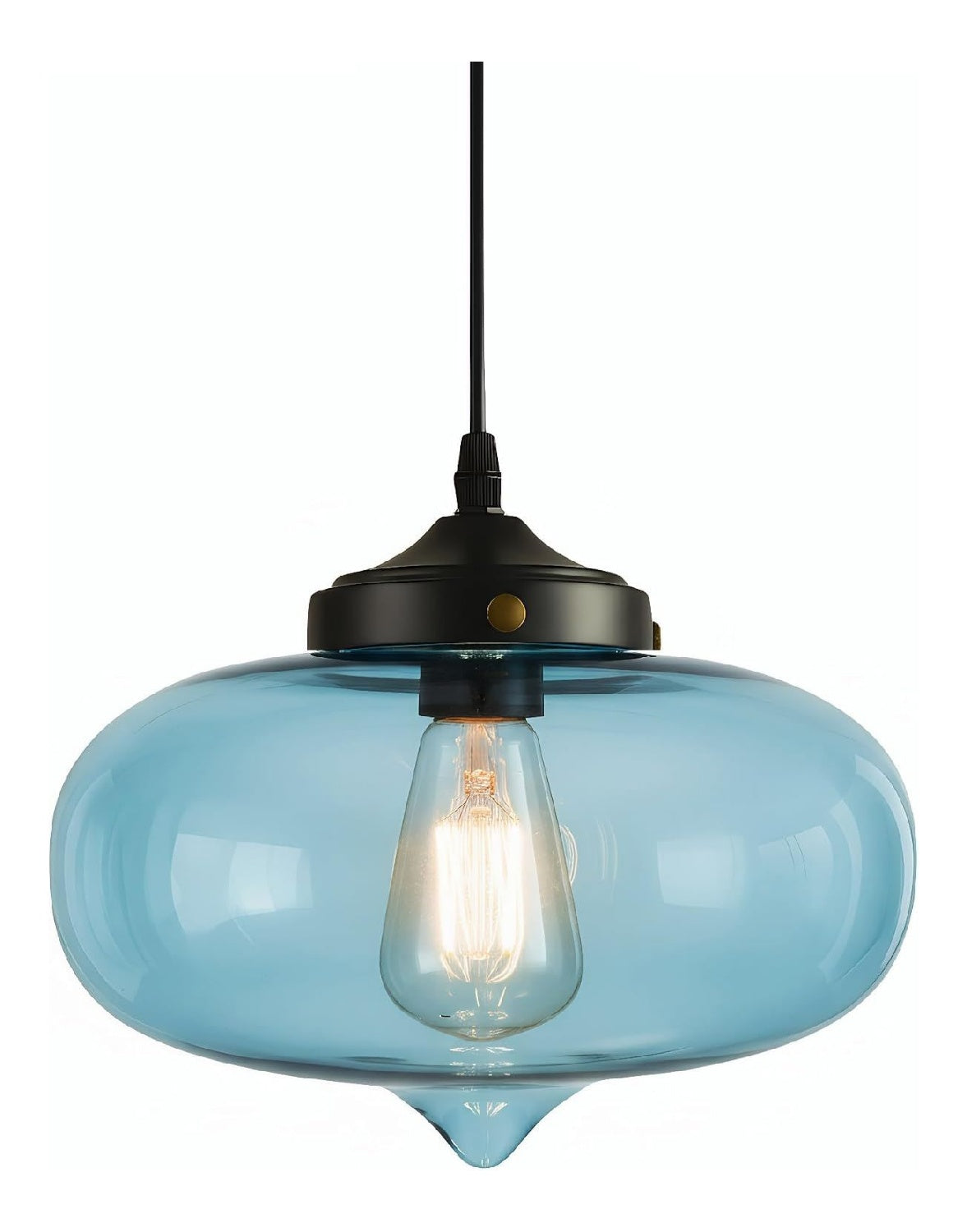 Luminaire Noir et Ambre a silhouette graphique de type suspension 60W E27