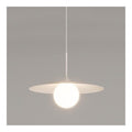 Suspension Blanc et Ambre aux lignes epurees avec eclairage confortable 40 W