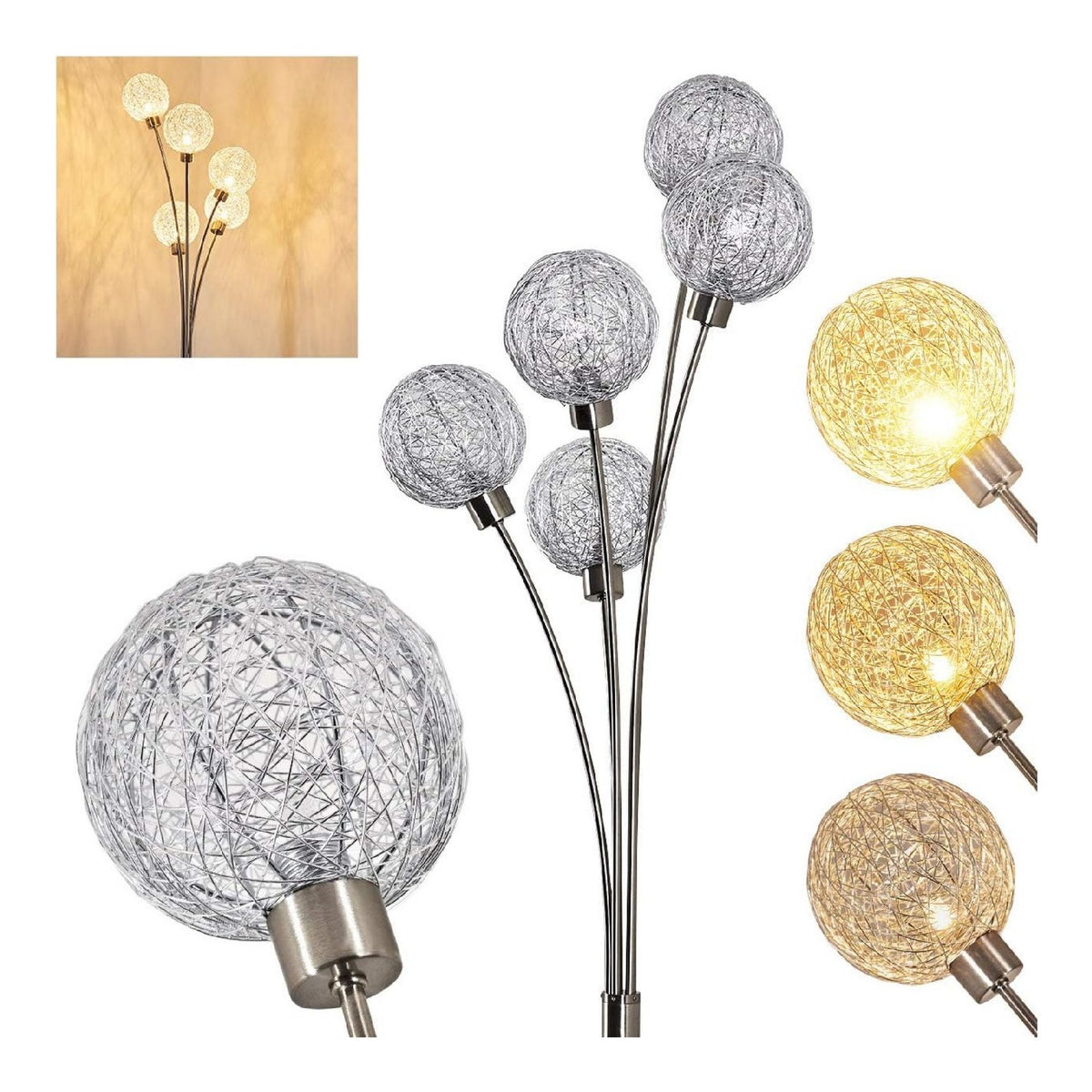 Lampadaire decoratif Ambre et Rouge avec diffusion lumineuse harmonieuse IP20