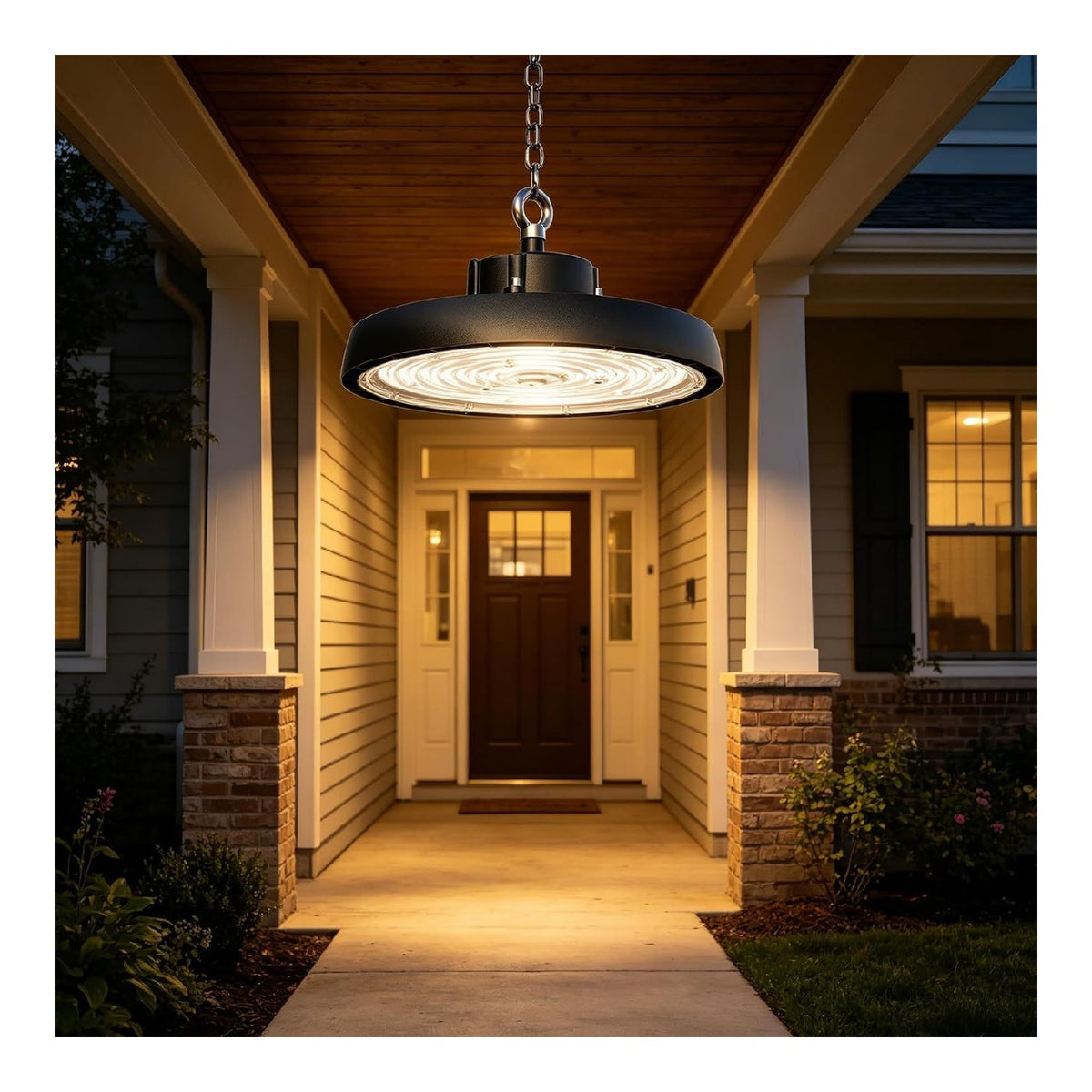 Plafonnier Noir et Rouge a presence elegante et lumiere agreable 200W IP65 3000K