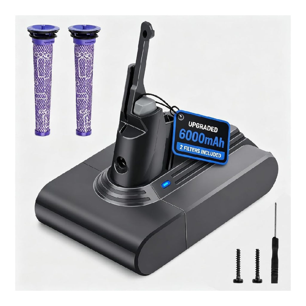 Batterie Waitley pour V7 SV11 6000mAh possedant 2 Filtres et Tournevis Pour V7 Absolute Animal Fluffy Motorhead et Trigger accumulateur Liion 6000mAh avec 2 prefiltres et tournevis