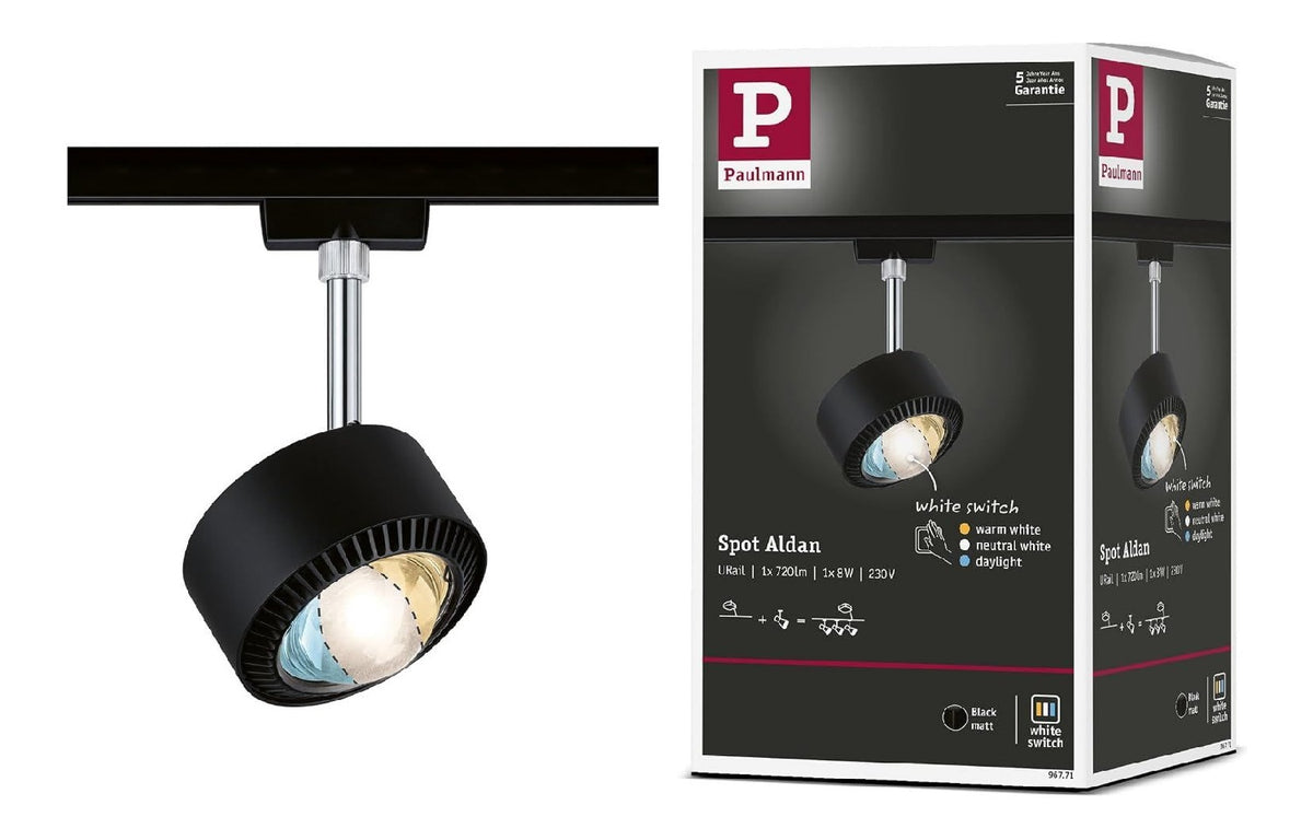 Rail de spots Noir et Blanc au style moderne avec conception fonctionnelle 8 W