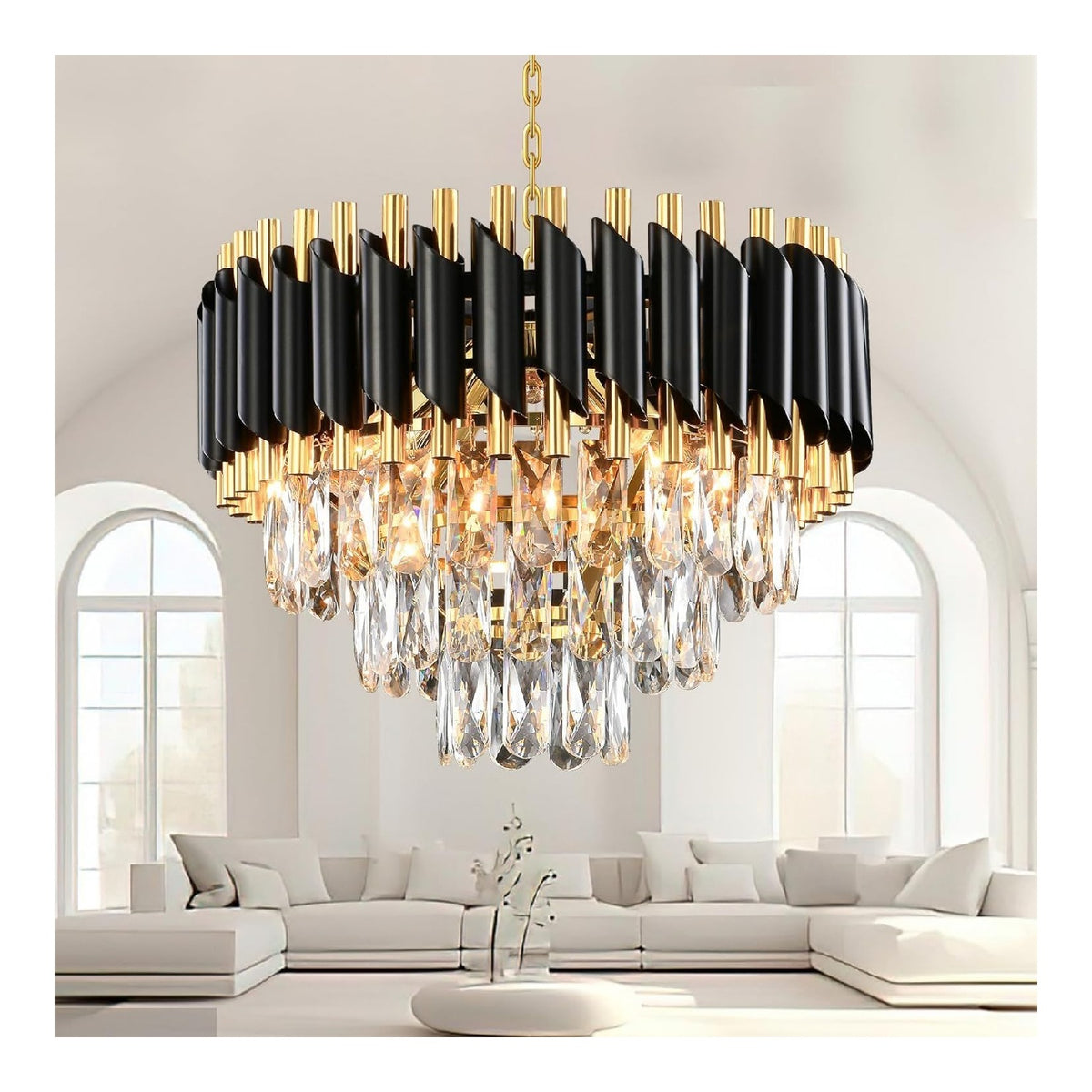 Luminaire Dore et Ambre a silhouette graphique de type lustre E14