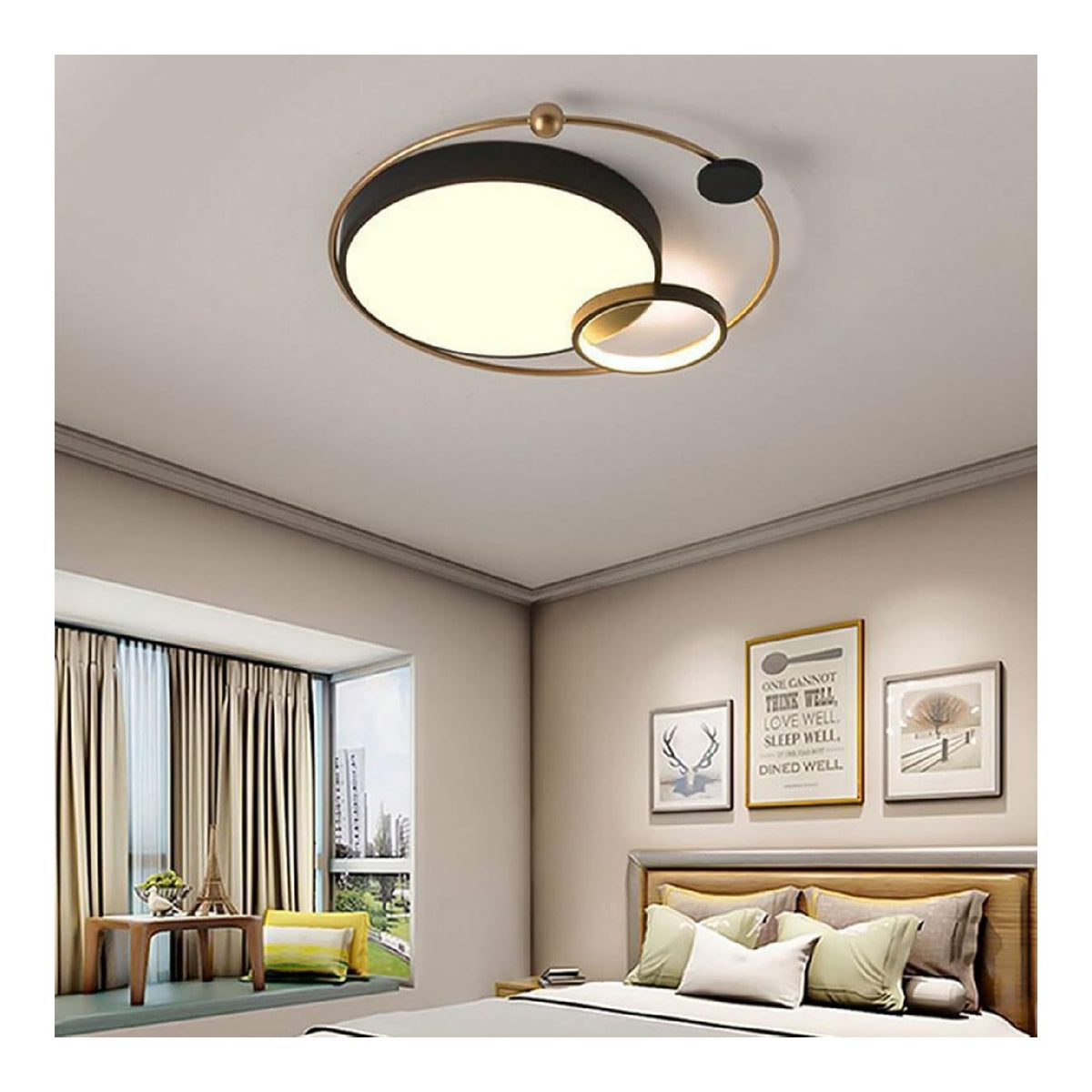 Lustre Noir et Blanc a presence elegante et lumiere agreable 3000K