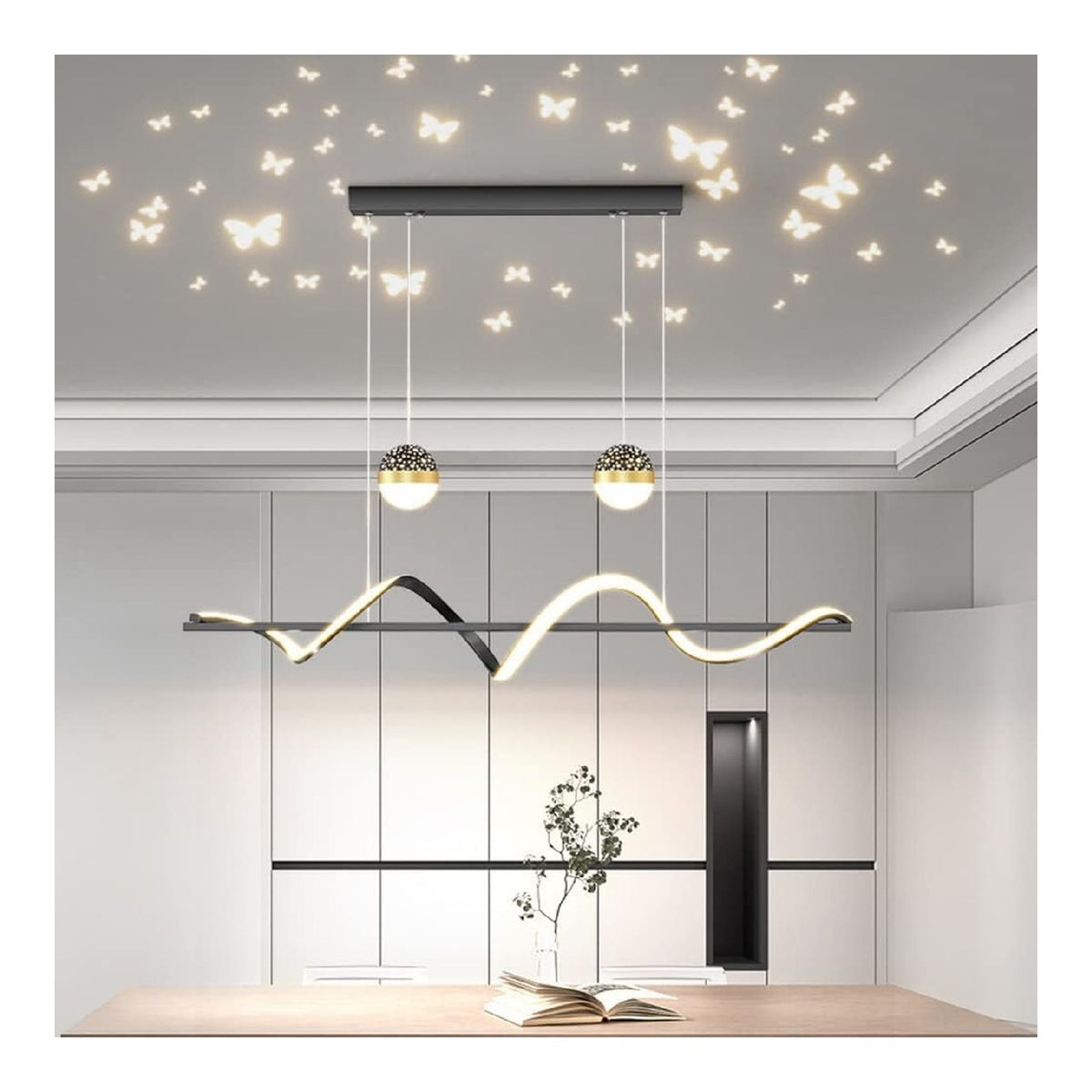 Eclairage Noir et Blanc contemporain en version suspension 45W 3000K