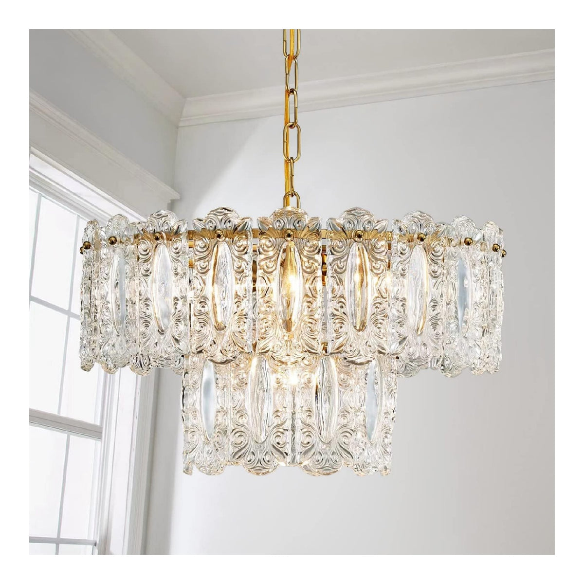 Lustre decoratif Dore et Ambre avec diffusion lumineuse harmonieuse 60 W E14
