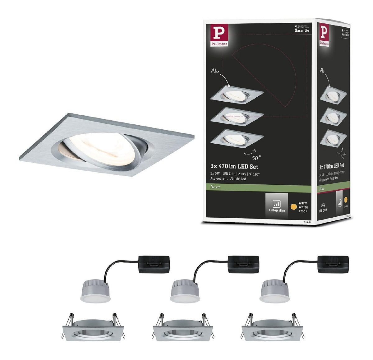 Plafonnier Blanc aux lignes epurees avec eclairage confortable 5W 2700 K