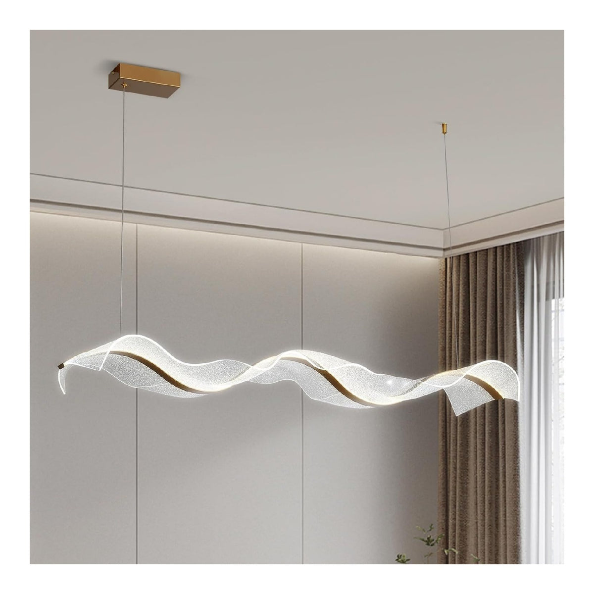 Lustre Blanc et Dore au style moderne avec conception fonctionnelle